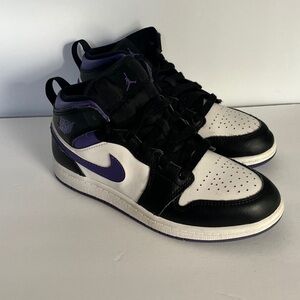 Nike Air Jordan 1 Mid Black Purple Sneakers